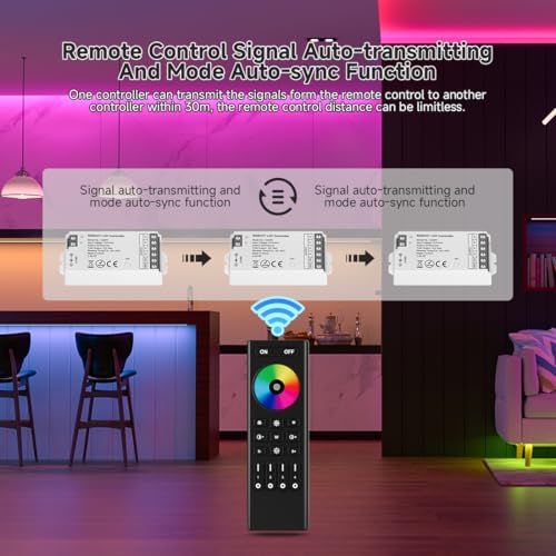 Image of SEZO 2.4G RF RGBCCT Controller Kit C05RF Controller & RC03RFB 4-Zone Wireless Remote Control Group Control Multiple Color Modes for FCOB 5630 2835 3528 5730 5050 3014 RGBCCT LED Strips