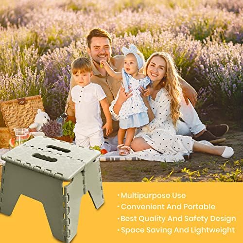 Steexu Folding Step Stool White - Plastic Stool Kitchen Steps Fold Away - Foot Stools To Sit On - Shower Stool Foldable - Portable Folding Step up Stool