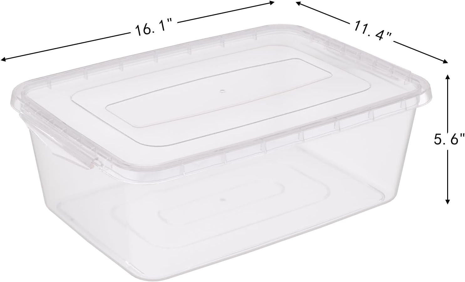12 Packs Clear Storage Latching Boxes, 16 Quart Plastic Storage Latching Bin with Lid