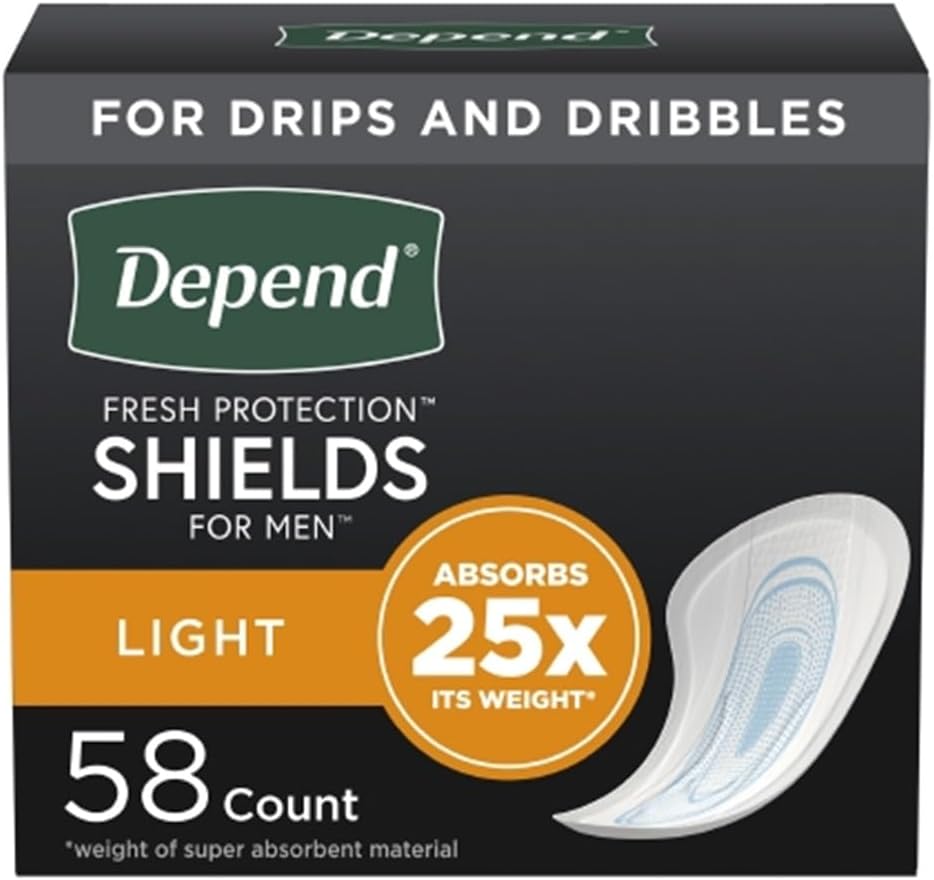 DependGuards for Men Bladder Control Pad Light Absorbency Absorb-Loc One Size Fits Most Male Disposable, 35641 - Case of 174