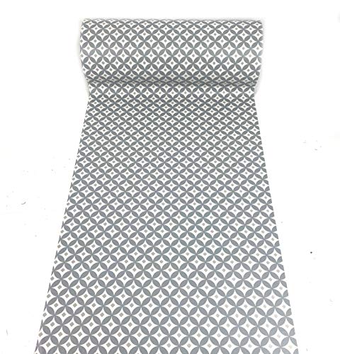 De'Carpet Vinilo PVC A Medida Alfombra FÁCIL Limpieza Antideslizante Rombos Gris (65cm Ancho) (1 Metro)