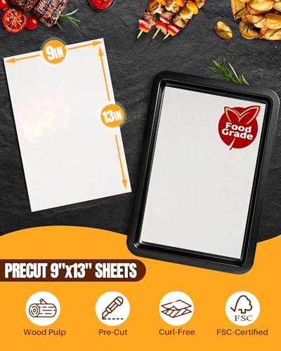 Parchment Paper Sheets, 140 Precut Unbleached Baking Paper Sheets for Oven, Air Fryer, Grilling, Steaming – Non-Stick, Greaseproof Quarter Sheet Liners for Cookies【Food-Safe White, 9" x 13"】 #1