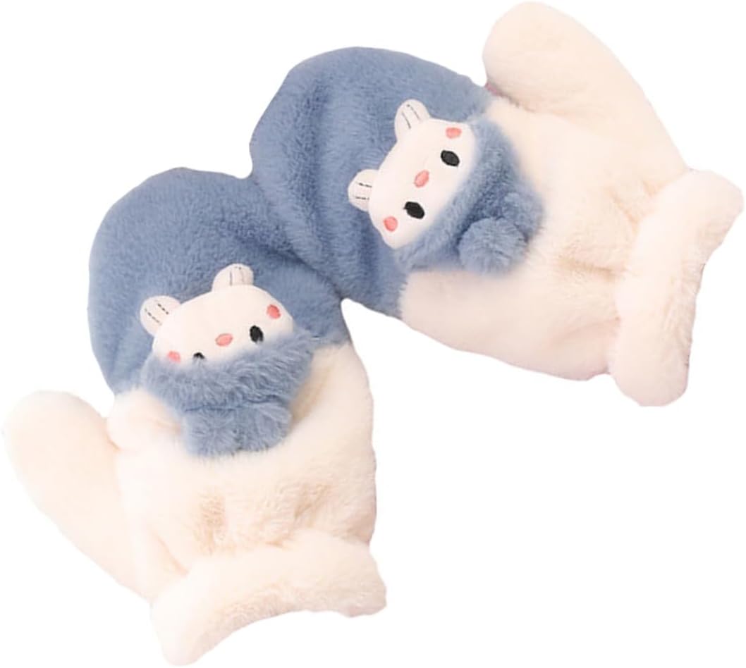 FOMIYES 1pair Cartoon Fluffy Winter Gloves Adorable Windproof Moisture-absorbing Mittens for Boys and Girls Comfortable and Warm Hand Covers for Cold Weather Activities