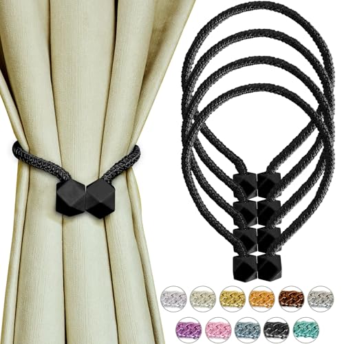 Yazikisa Schwarz Magnetische Vorhang Raffhalter 4 Stück Gardinenhalter Schnallen für Vorhänge Drapierte Halter Magnet Europäischen Schlafzimmer Bäder Dekoration Fenster Zubehör