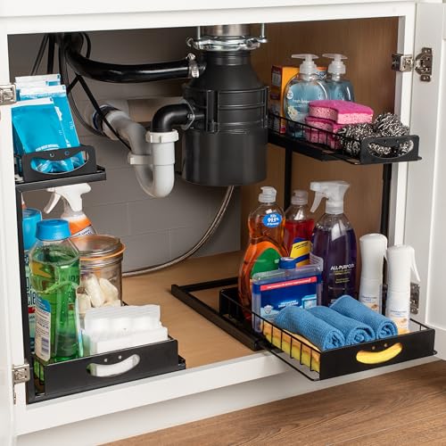 ClearSpace �V���N���I�[�K�i�C�U�[ �����o�����L���r�l�b�g�I�[�K�i�C�U�[ 2�p�b�N - 2�i�X���C�h���I�[�K�i�C�U�[�Ǝ��[�I - �L�b�`��/�o�X���[��/�p���g���[�L���r�l�b�g�������b�N�p�̋������X���C�h�������o�� �u���b�N