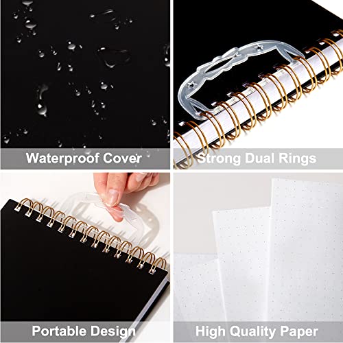 Yoment Bullet Dotted Journal Top Spiral Notebook 6"X8.3" Dot Grid Notebooks Thick Dotted Paper 640 Pages Wire Bound Spiral Waterproof Plastic Cover Notebooks For Work Business School, 4 Pack(Dotted) #TOP2