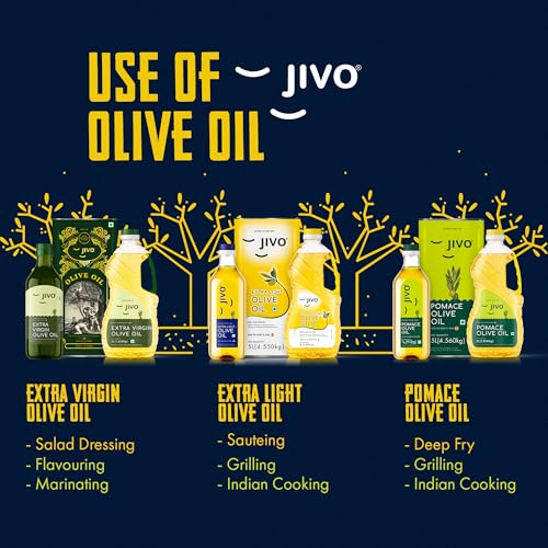Image of Jivo Extra Light Olive Oil 500ml | Imported from Spain | Everyday Use for Cooking, Dressings, Salad, Soups, Dips, and Marinades | Light, Flavorful High MUFA & Rich in Antioxidants (Pack of 3)