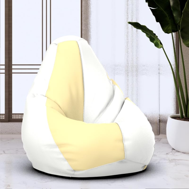 Bean Bag Chair Cover | Size: 1XL | Color: Cream White | Without Beans | Premium Leatherette Cover (CMF 3572)-image-45