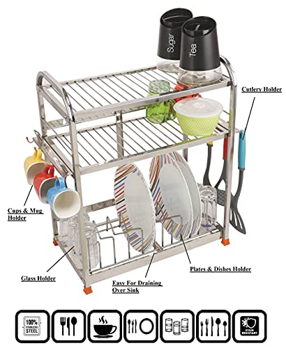 Image of AMOL Premium Stainless Steel Dish Rack | Utensils Stand | Kitchen Rack | Vessels Stand | Plate Holder | Pathre Rack | Kitchen Organizer | Wall Mount Rack