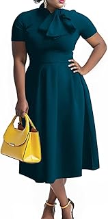 Women's Elegant Casual Short Sleeve Work Party A-Line Dress with Pockets - Buy now