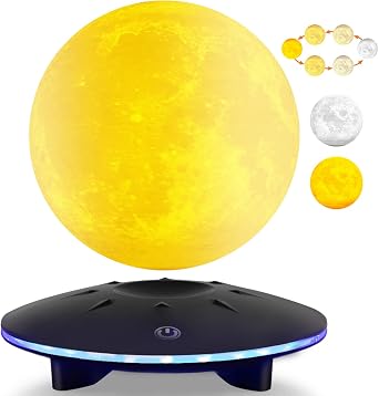 UVEHAS Levitating Moon Lamp - Floating Moon Lamp, Magnetic Levitation Floating and Spinning LED Moon Light, LED Night Lights Decorative Lamp for Home, Office 3 Colors