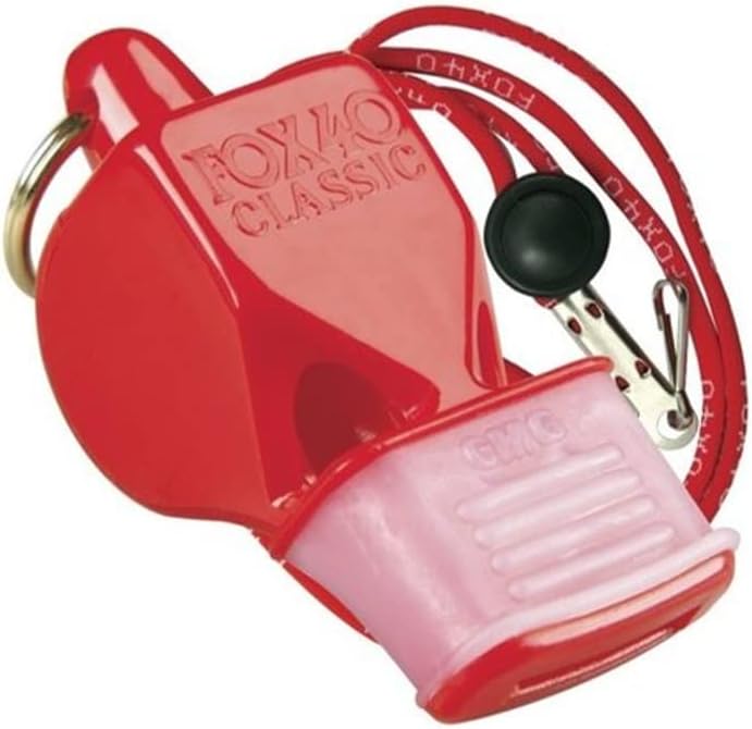 Fox 40 Classic CMG Whistle with Breakaway Lanyard - Red,115 db (Single with Lanyard)