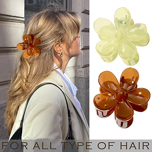 AOENJIE Flower Claw Clips 8-Pack in Transparent Pastels — view 4