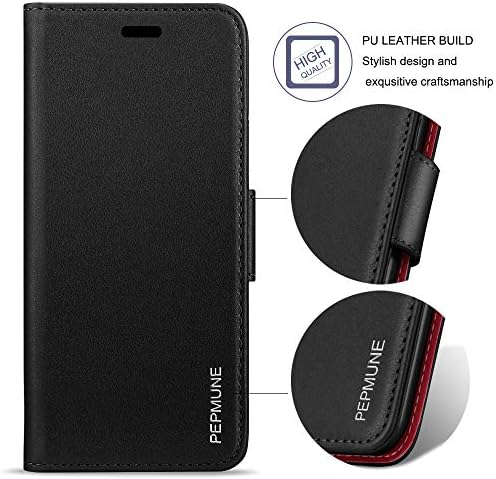 Pepmune Compatible with Samsung Galaxy S10 Case Premium PU Leather Wallet Case Flip with Cash and Card Slots Magnetic Stand Phone Case Cover for Samsung S10,Black