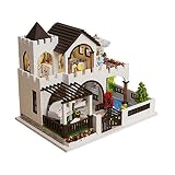 Bloc en bois Maison de poupée en bois avec mobilier de lampe Micro Craft Diy Handmade Project Kit Villa Modèle Creative chambre Cadeau cadeau de jouet (couleur: multicolore, taille: 28 * 20 * 24cm) De