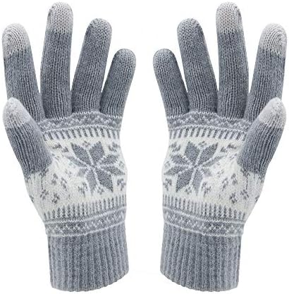HÖTER Winter Touch Screen Gloves Snow Flower Printing Keep Warm for Women and Men
