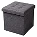 EGLEMTEK Pouf Puff Panca Poggiapiedi Sgabello Contenitore con Coperchio in Tessuto Carico Max 200 kg (Colore Grigio Scuro) 38 x 38 x 38 cm