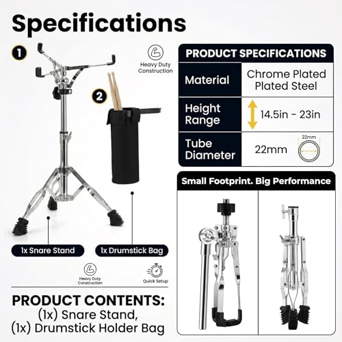 MoResolune Snare Drum Stand Fits 12-14 Inch Snare Drums & Practice Pads by MoResolune - Image 7