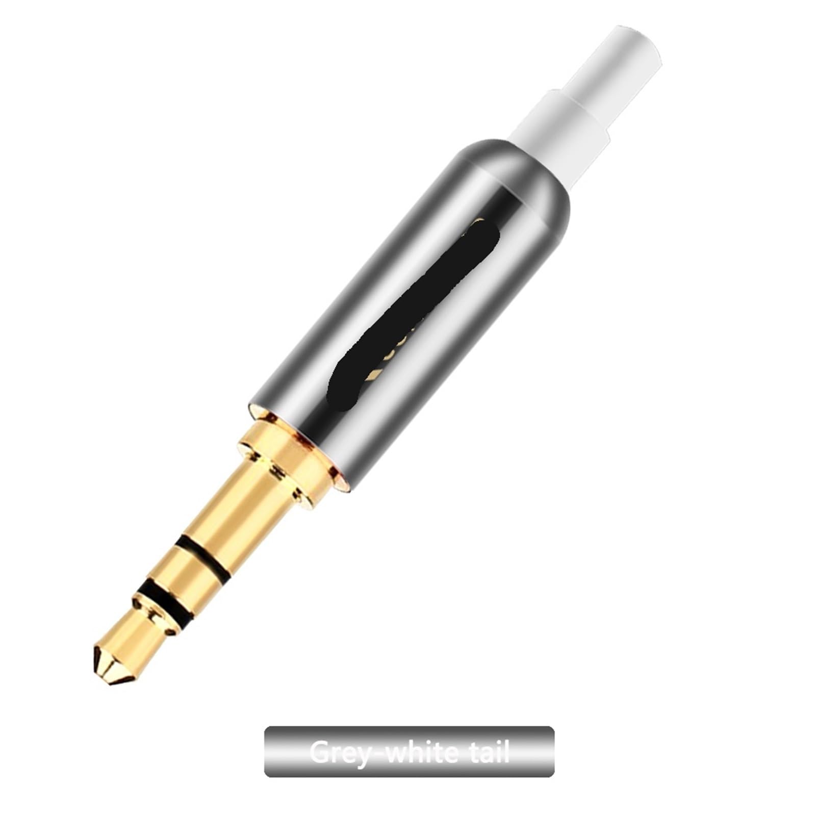 Confezione da 10 connettori audio in rame, 3,5 mm, 3 poli, connettore stereo per cuffie, connettore maschio da 3,5 mm, con spina posteriore (Grey-Crystal Tail)