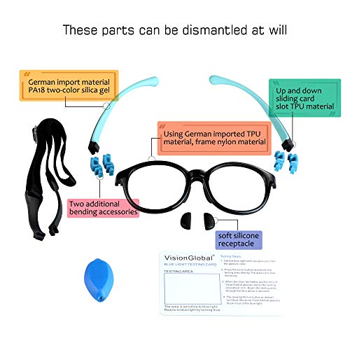 Image of VisionGlobal Blue Light Blocking Glasses for kids, Anti Eyestrain and Blurry, Computer Glasses, Anti Glare