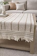 Generic Boho Macrame Table Runner with Fringe, Handwoven Cotton, Natural Beige, Made to Order .flo