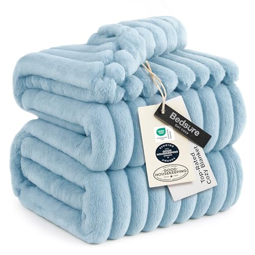 Bedsure GentleSoft Blue Fleece Blanket