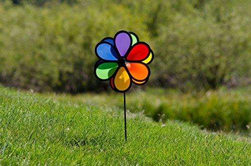 In the Breeze 2744 Double Dazy Flower Wind Spinner, 10", Rainbow
