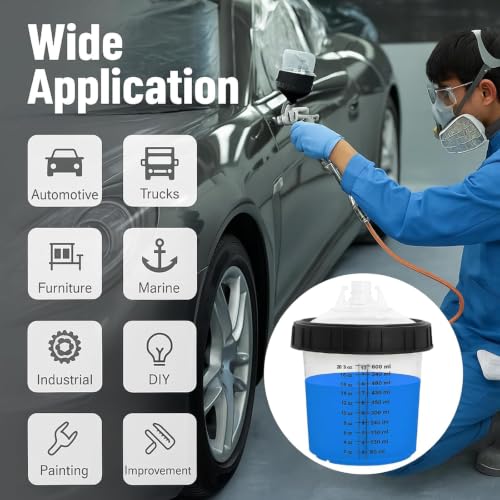 Image of Disposable Paint Cups System 20oz(600ML) with lids for HVLP /LVLP Spray Guns