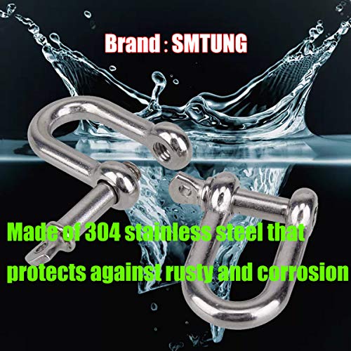 Smtung 304 Stainless Steel D Shape Load Shackle For Camping, Hiking And Other Outdoor Sports 4Mm 6Mm 8Mm 10Mm 14Mm (1/4"(6Mm)-4Pcs) #TOP6
