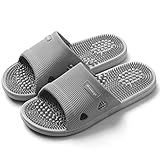 Acupressure Massage Slippers for Plantar Fasciitis for Women Acupuncture Slippers Arthritis Neuropathy Pain Relief Non-Slip Massage Sandals Women Stress Relief Gifts for Bath (US Men 7.5-8.5, Grey)