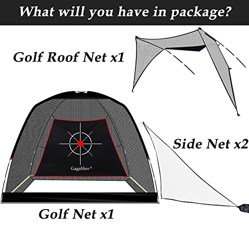 Golf Net System,Golf Hitting Net,Golf Backyard Driving Range,Golf Swing Net,Golf Practice Hitting Net,Portable Golf Net With Roof And Barrier Net,10X7X6Ft Black #TOP24