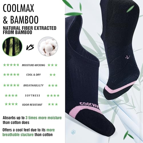 Image of BRISIRA Bamboo Viscose Coolmax Running Golf No Show Socks Women Compression Moisture Wicking Performance Low Cut Tab Athletic