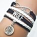 HHHbeauty Wolf Bracelet - Leather Infinity Love Jewelry for Women, Men, Adult Wolf Lovers - Party and Themed Gifts (Black and White)