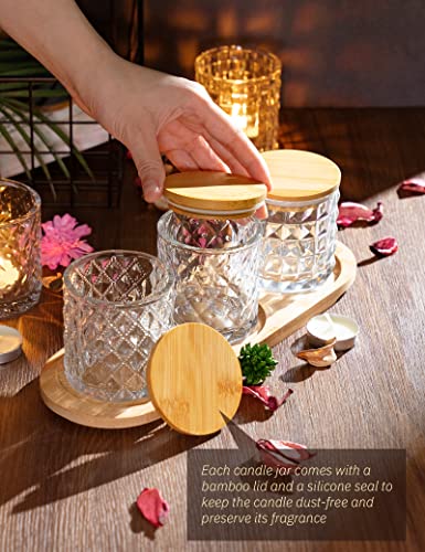 Nihome 12 Pack Embossed Candle Jars For Making Candles, 6 Oz Glass Candle Jars With Lids Empty Food Storage Containers Tealight Holders For Spice, Powder, Liquid, Leakproof #TOP1