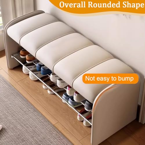 Banc de rangement à chaussures noir avec coussin pour l'entrée - 5