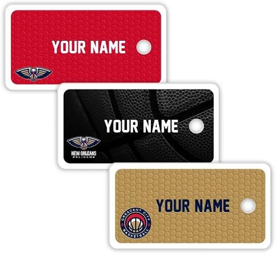 Oliver's Labels NBA™ Mini Bag Tags - 3 Custom Printed Personalized Luggage and Bag Tags for Backpacks, Travel Bags & Sports Equipment - New Orleans Pelicans™ Theme image 3
