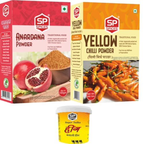 Image of SP Spices Hing & Anardana Combo - Pure, Fresh & Flavorful Spices for Everyday Cooking (210 gram Anar Pilli Hing)