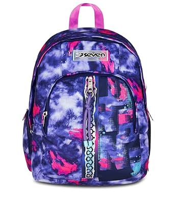 Seven Zaino Scuola Media Ragazza, Scuola Elementare, Dual Detach, Scomparto PC, Tasca Borraccia, Zainetto staccabile, Shady Dye Girl, viola