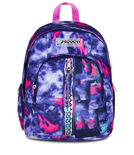 Seven Zaino Scuola Dual Detach, Viola, Doppio Scomparto da 32 L, Con Tasca PC, Tasca Borraccia, Tasca Con Organizer e Scomparto Staccabile, Scuola Media e Superiore, Zaino Ragazza