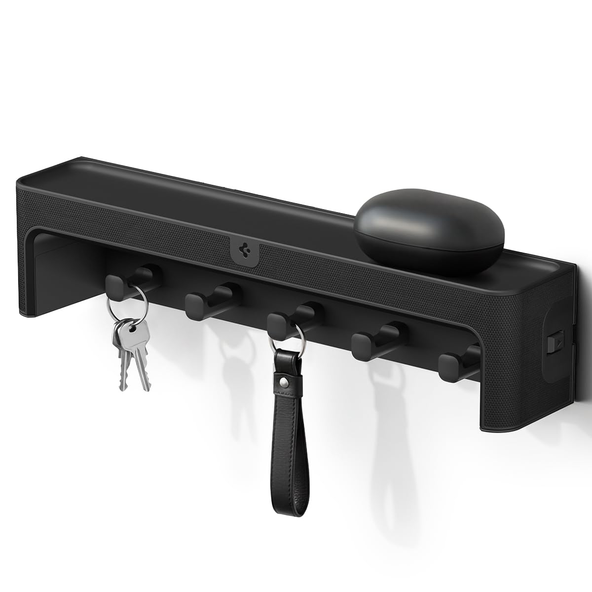 Spigen Llavero de pared con 5 Ganchos para llaves, Colgador llaves con diseño minimalista, Organizador llaves, Cuelga para Entrada y Pasillo - Negro