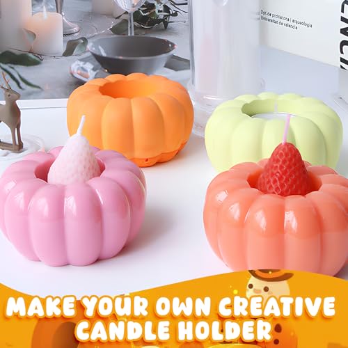 Kürbis Silikonformen,2PCS Gießformen Kerzenhalter,Halloween Kürbisform,Silikonform herbst,Gießform kürbis,Silikonformen gießformen,Gipsformen zum Gießen für DIY kürbis,Herbstdeko,Halloween