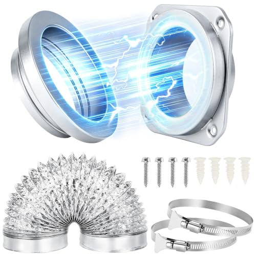 VENDRYER Magnetic Dryer Vent Connector Kit, 4 Inch Flexible Dryer Vent Duct Hose 3.3FT for Tight Space, Easy to Clean Quick Connection with 2 Hose Clamps
