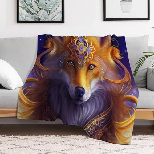 Couverture loup en flannel douce et chaude pour lit et canapé de 130x150 cm