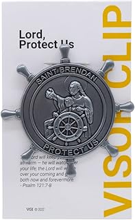Saint Brendan Boat Visor Clip | Catholic Décor for Cars, Trucks, Boats, and RVs | Boat Safety | Includes a Prayer Card | Christian Travel Accessory (Saint Brendan)