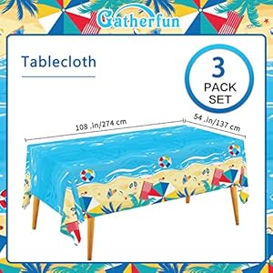Beach Theme Party Supplies Summer Pool Disposable Tablecloth Plastic Waterproof Table Cover for Hawaiian Party Birthday Decorations, 3 Pack 54X108inch Beach Theme Party Supplies Summer Pool Disposable Tablecloth Plastic Waterproof Table Cover for Hawaiian Party Birthday Decorations 3 Pack 54X108inch