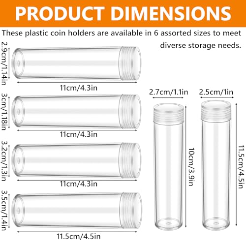 KongTiva 60 Pcs Plastic Coin Tubes, 6 Different Sizes Clear Quarter by KongTiva - Used condition - Image 2