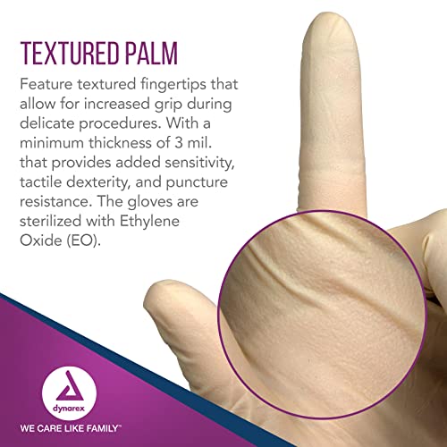 Dynarex Sterile Disposable Latex Exam Gloves, Powder-Free, Sterilely Packaged In Pairs, Professional Medical And Healthcare Use, Bisque, Large, 8 Boxes - 50 Pairs/Box #TOP2