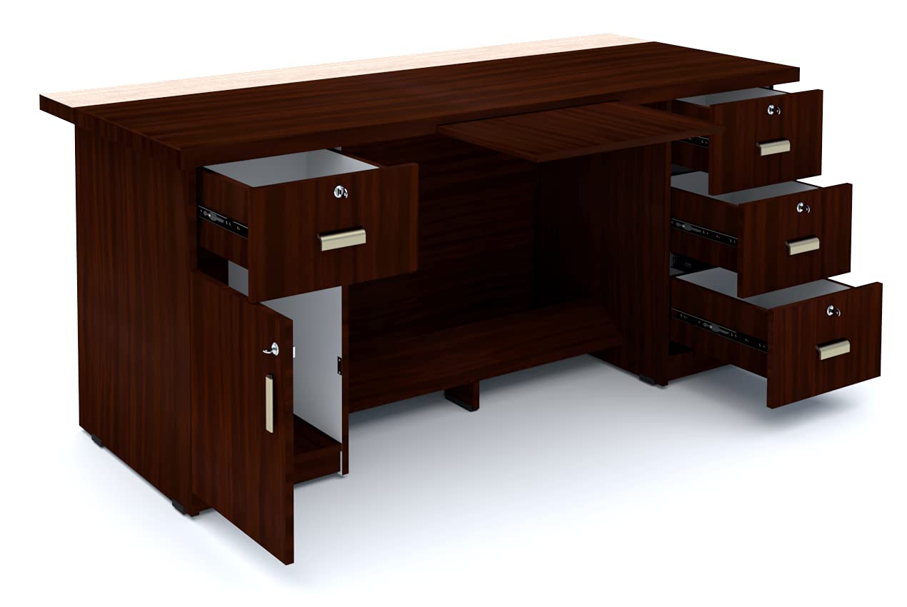 DURAFUR Executive Office Table with 4 Drawers and one one File Shelf