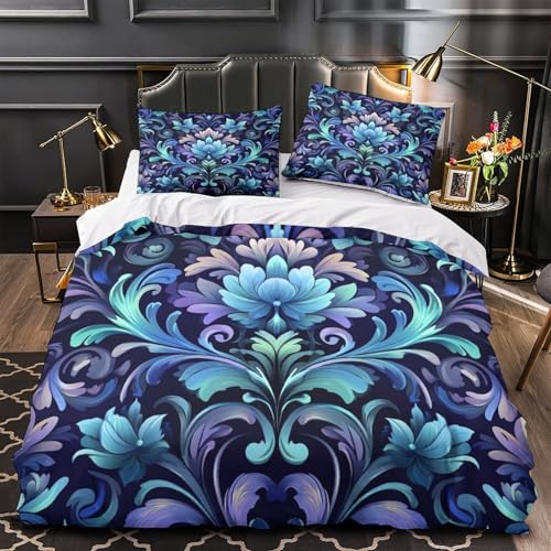 Drap de couette floral 3D bleu pour la chambre des enfants et adolescents - 2