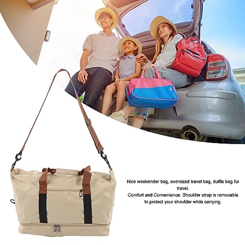 Travel Duffel Bag, Shoulder Weekender Overnight Bag Large Closure Adjustable Shoulder Strap for Workout for Men Women (Khaki)2